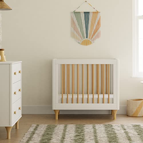 Babyletto Lolly 4-in-1 Mini Crib Convertible to Mini Wooden Toddler Bed, Daybed & Twin-Size Bed - GREENGUARD Gold Certified - Made of 100% Solid Wood - Includes Toddler Conversion Kit - Washed Natural