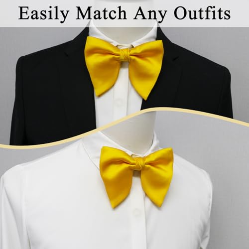 Image of Luckyvestir Oversized Bow Ties for Men, Pre Tied Clip on Men's Black Bowtie for Wedding Tuxedo Banquets Formal Wear