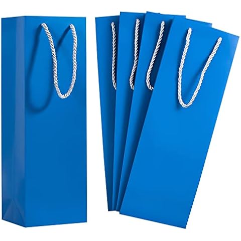 Sdootjewelry Wine Bags for Wine Bottles Gifts, 20 Pack Wine Gift Bag Bulk, 3.54” × 4.72” × 13.78” Wine Bags With Handles, Wine Bottle Paper Bags, Blue Cover