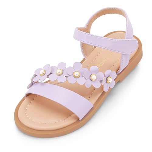 Image of PANDANINJIA Girls Sandals Open Toe Summer Flats Dress Shoes