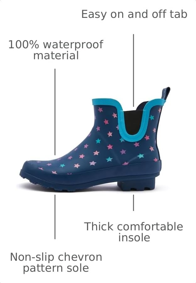Image of SWIFTFROG Rain Boots for Women - Waterproof Ankle Garden Shoes Anti-Slipping Floral Printed Rainboots for Ladies Stylish Light Ankle Rain Shoes, Women's Rain Footwear