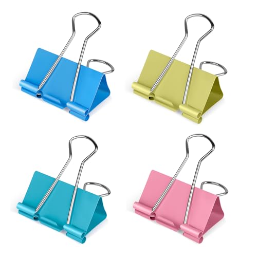 Image of Ufmarine Extra Large Binder Clips 2 inch Length, (40 Pcs) Colorful Paper Clips Large for Office