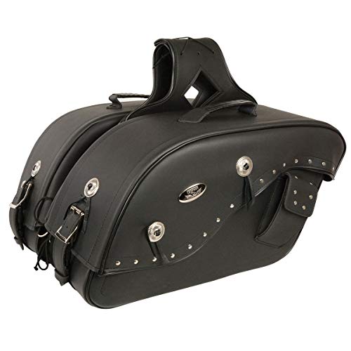 Image of Milwaukee Leather Studded Throw-Over Motorcycle Saddlebags - Synthetic Leather - Universal Fit - Zip-Off - Medium