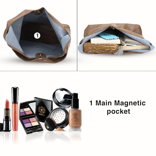 Image of SIBY Soft PU Leather Top Handle Hobo Bag for Women | Snap Lock Tote Bag with Small Zipper Purse and Patch Pocket | Large Capacity Daily Travel Shoulder Bag Purse for Girls