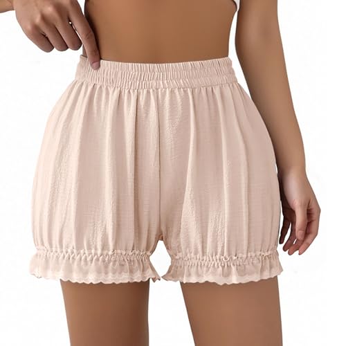 Ruffled Pumpkin Bloomers Shorts for Workout Athletic Lolita Bloomers Victorian Kawaii Short Pants for Casual Wear