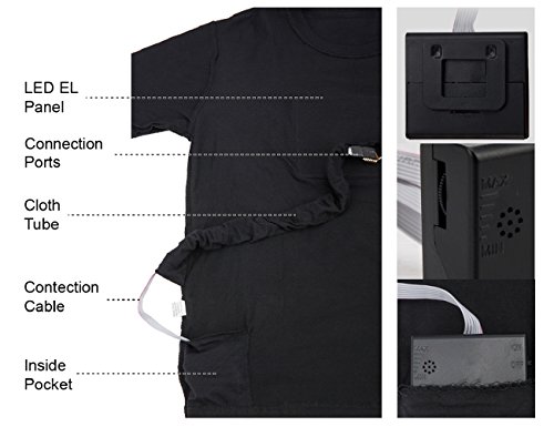 SOOOEC LED T-Shirt Sound Activated Equalizer T Shirt Light Up for Halloween EDM Party Hip Hop Cosplay Concert Costume Birthday DJ Gift Black