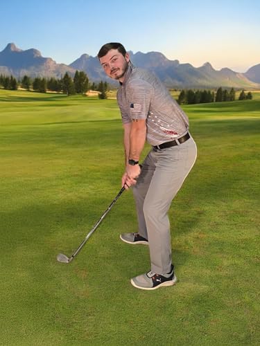 Image of Patriotic USA Golf Polo Shirt - Men's Performance Short Sleeve Moisture Quick Dry Fit Athletic Veteran UPF Stretch Casual Fun