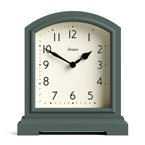 Jones Clocks® Tavern mantel clock, Green, HWD 15.5 x 13.8 x 5.9 cm / 6.1 x 5.4 x 2.3 in