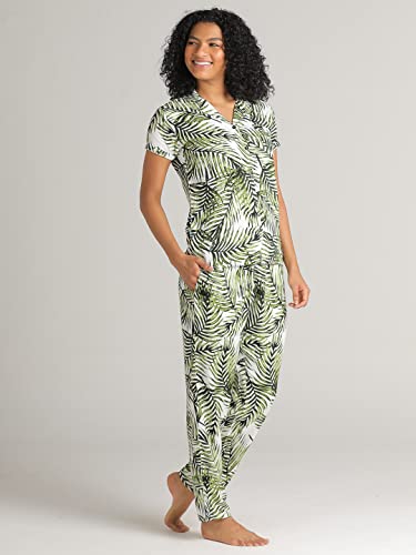 Image of Evolove Women's Polyester Half Sleeves Collared Night Suit Set /Top Pyjama Set Super Soft Comfortable (Nightsuit-Collar-HS-2)