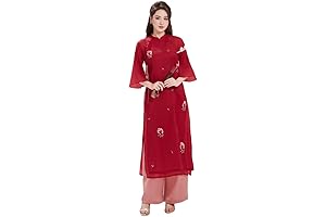 Glorious Dress Yellow Blue Vietnam Ao Dai Women