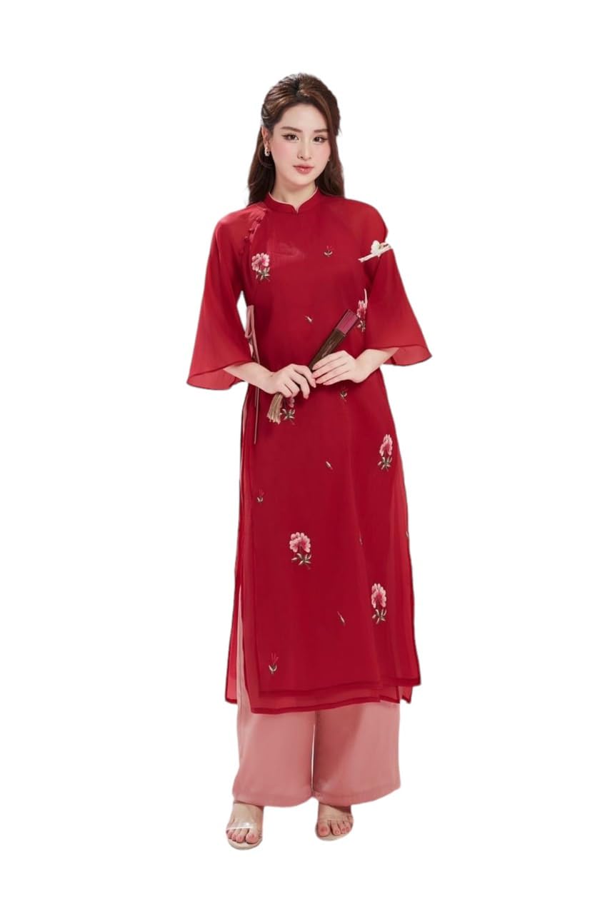 Buy A6 Yellow Blue Ao dai Vietnam No pants Vietnamese Traditional Ao