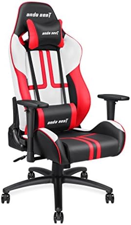 Anda Seat Viper Series Racing Style Gaming Chair with High Back, Office, Desk, Executive, Recliner, Swivel, Tilt, Rocker and Seat Height Adjustment, Lumbar and Headrest Pillows Included(Red)