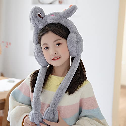 Winter Furry Warm Earmuffs, Cute Bunny Ear Warmers with Pop Up Moving Jumping Ears for Unisex Boys & Girls 5