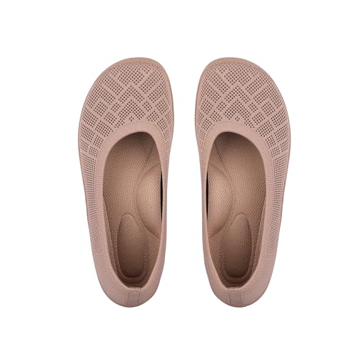 Image of KBZone Women's Flat Shoes Round Toe Knit Ballet Flat Comfort Dressy Flat Walking Shoes