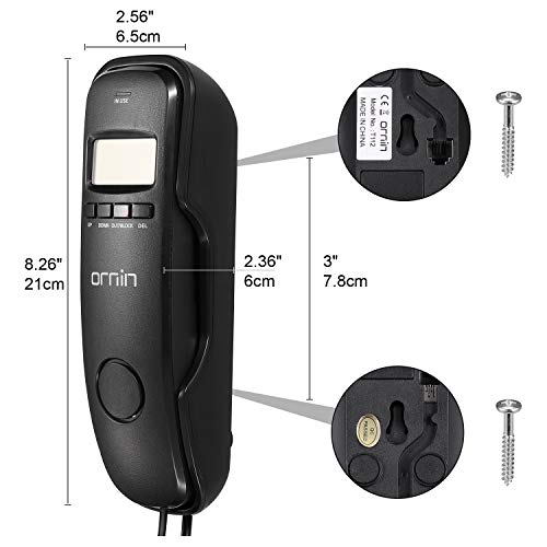 Ornin T112 Trimline Corded Telephone with Caller ID (Black) - Thumbnail 2