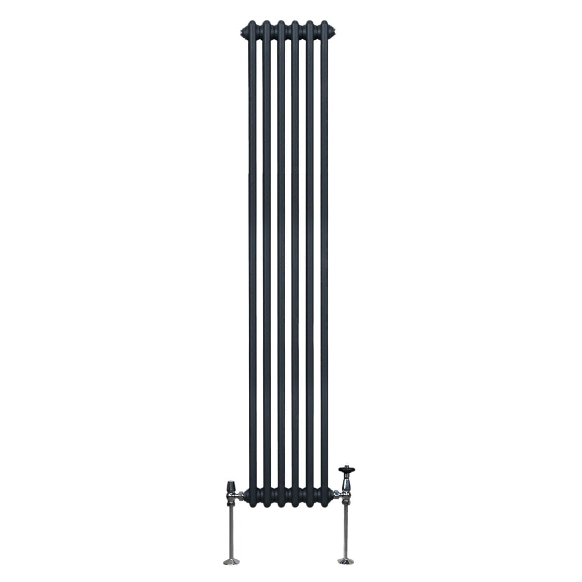 Radiador Tradicional Vertical de 2 columnas 1800mm x 292mm | Gris Antracita | Acero | Montado en pared | Kit de fijación y soportes + Cepillo de limpieza GRATIS | Calefacción estufa calefactor