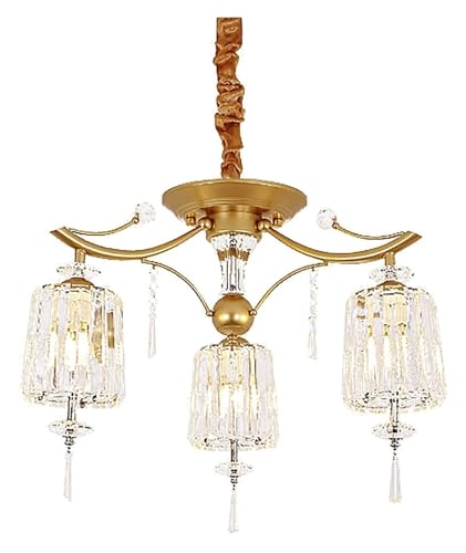 Lustres en cristal doré étincelant MOCHAMIK, plafonnier haut de gamme 6 LED