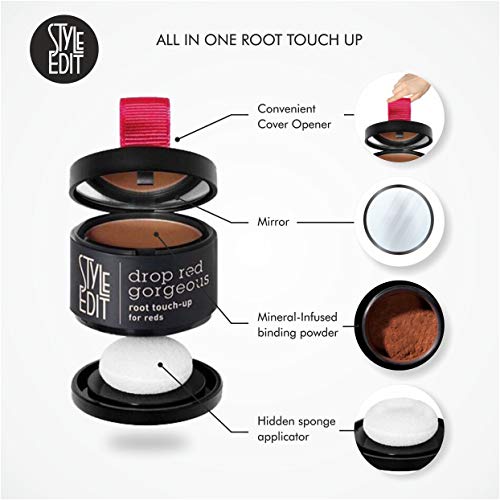 Root Touch Up Powder For Medium Red Hair By Style Edit | Cover Up Hair Color For Grays And Roots Coverage | Root Concealer For Medium Red Hair | Mineral Infused Binding Hairline Powder | 0.13 Oz. Tub #TOP2