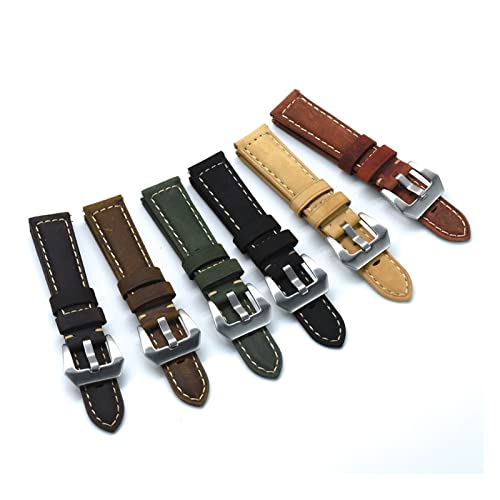 Correas de reloj cuero 20 mm 22 mm 24 mm bandas negro hebilla acero 4