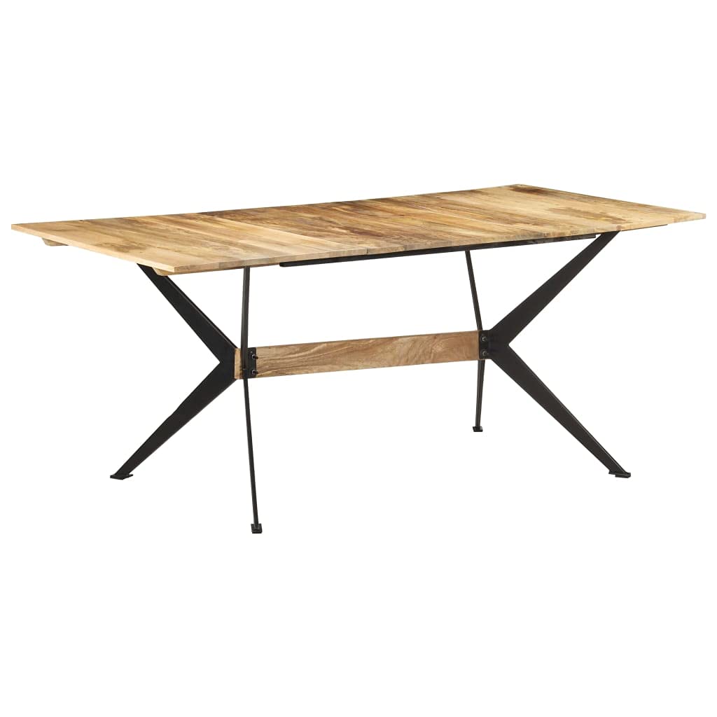 Table à manger 180x90 cm en bois massif de mangue et acier pour 6 personnes
