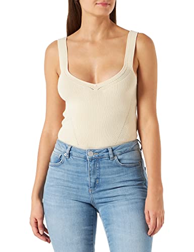 Morgan Debardeur Tricot Uni 221-mgola Camiseta de Tirantes Anchos, Marfil, L para Mujer