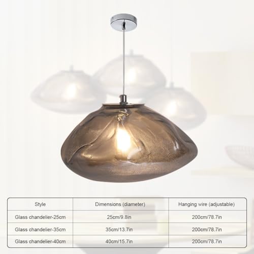 Lámpara colgante para techos altos regulable con pantalla de vidrio gris 7