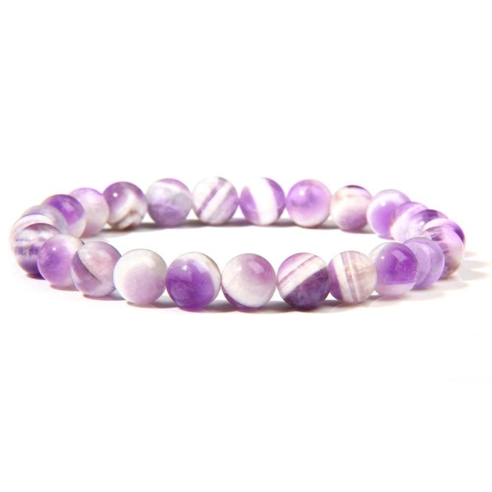 Bracelets de perles d'agate rayée violette véritable et cristal de mode