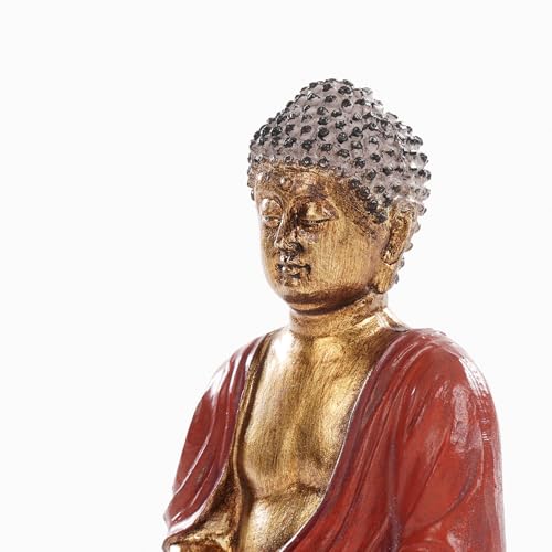 Image of PURE HOME + LIVING Dark Red Antique Gold Polyresin Sitting Buddha - Small Statue Decorative Showpiece Idol | Home Decor Items for Home Office Living Room and Gifts (Pack of 1)