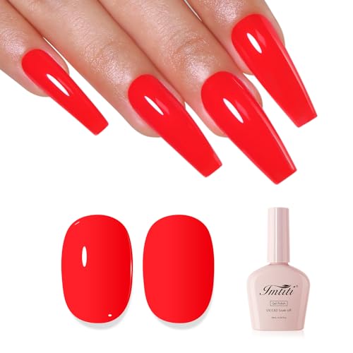 Imtiti Neon UV Nagellack, Neon Rot UV Gel Nagellack Soak Off Led Gel Nail Polish Frühling Sommer DIY Nagel Kunst Starter Maniküre Salon Gellack Kit 10ML