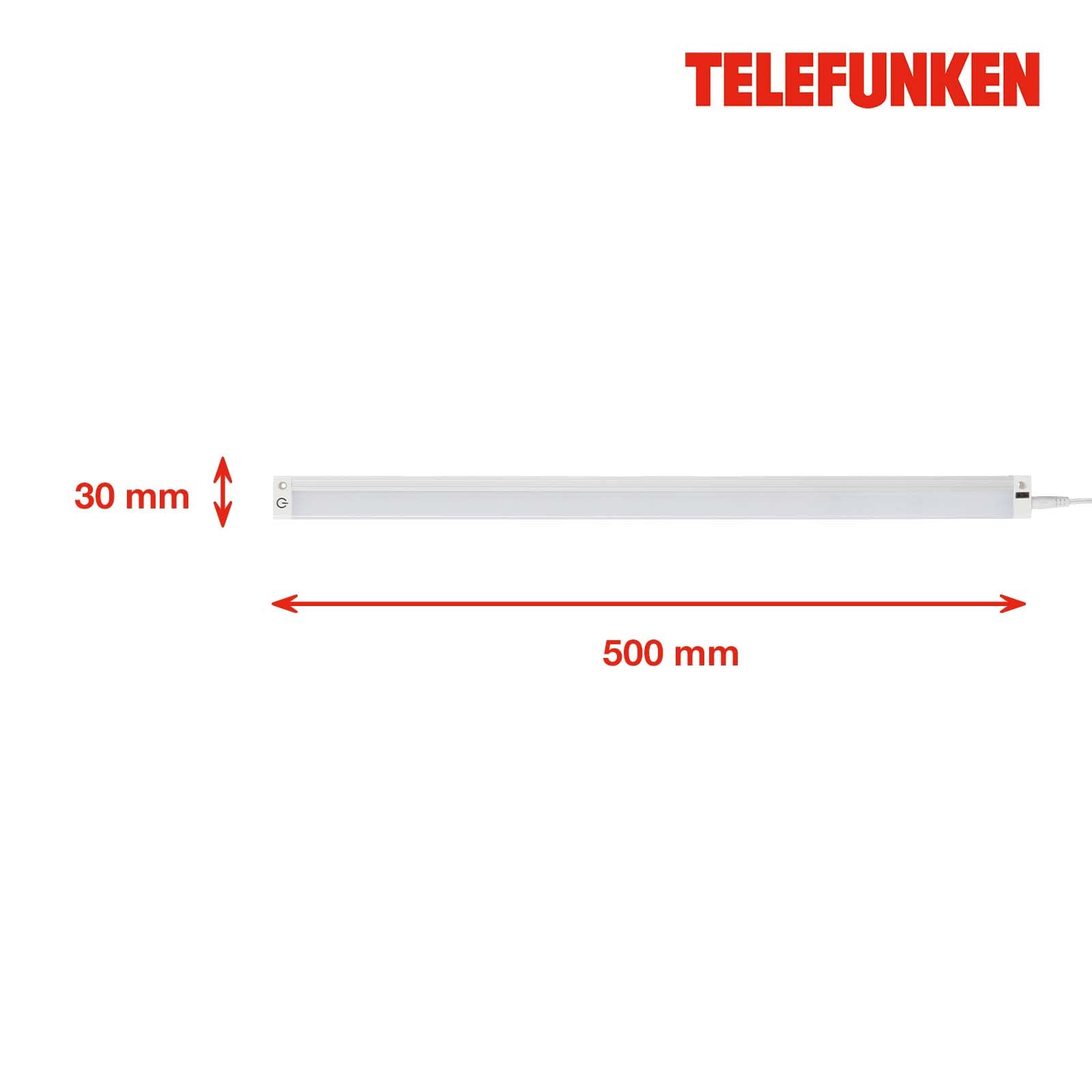 TELEFUNKEN - Lampa podszafkowa LED, ściemniana, 50 cm, do kuchni, listwy LED, szafka kuchenna, lampa warsztatowa, przełącznik podczerwieni, regulowana barwa światła, 5,5 W, 520 lm, biała