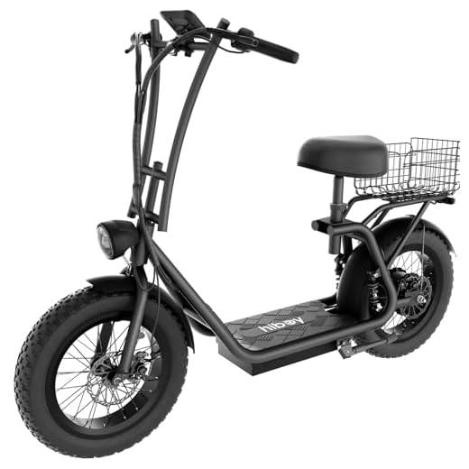 Hiboy Electric Scooter for Adults with Seat & Basket, 810W Motor, 25MPH, 34mi Range, 16" All-Terrain Tires (Snow/Mud), Dual Disc Brakes, UL2272 - 3-in-1 Commuter/Shopping/Off-Road E-scooter