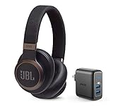 JBL Live 650 BT NC Over-Ear Noise Canceling Wireless Bluetooth Headphone Bundle with Anker PowerPort Elite 2 Ports USB Wall Charger - Black