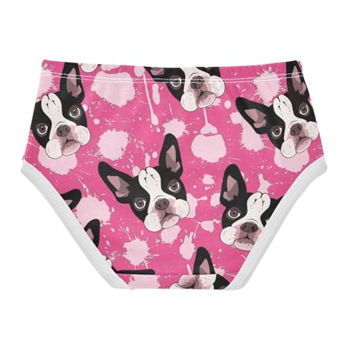 Wusikd Boston Terrier Dog Girls' Underwear Cotton Pink Girls Briefs Soft Toddler Underwear 2T2