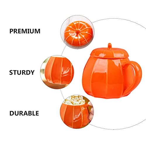 Cabilock 2Pcs Abóbora Criativo Xícara de Cerâmica Caneca de Café Com Tampa Caneca Do Presente para O