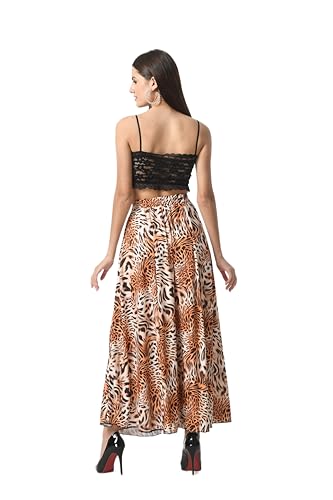 Image of VAGISHA Printed Casual Long Western Skirts for Women's & Girls |Stretchy Flared Maxi Skirt|Elastic Waist Skirts|Western Ethnic Skirts