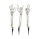 Fun Express Skeleton Hands Halloween Yard Decorations - 3 Pack Groundbreaker Skeleton Arms 20" for Outdoor Graveyard Cemetery Decor | Realistic Halloween Lawn Stakes for Spooky Garden Display