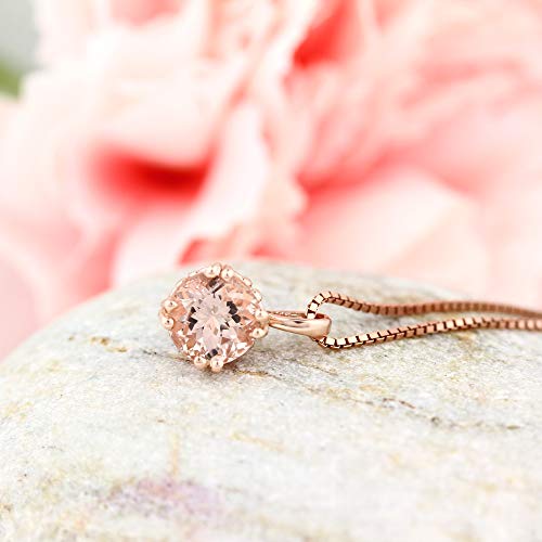 Solid Heavyweight 14k Rose Gold 7MM Round Natural Morganite Fancy Scroll Style Pendant3