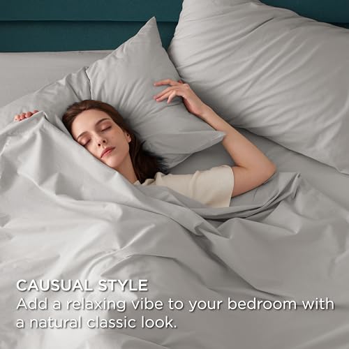 Bedsure US000018TQU Cotton Pillow Cases Queen Size, Grey Pillow Cases Set Of 2, 200 Thread Count 100% Washed Cotton Pillowcases thumb #1