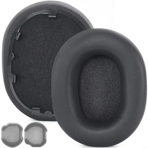 Almohadillas de repuesto de piel sintética compatibles con auriculares Sony WH-1000XM5, cómodo diseño de aislamiento de ruido en negro