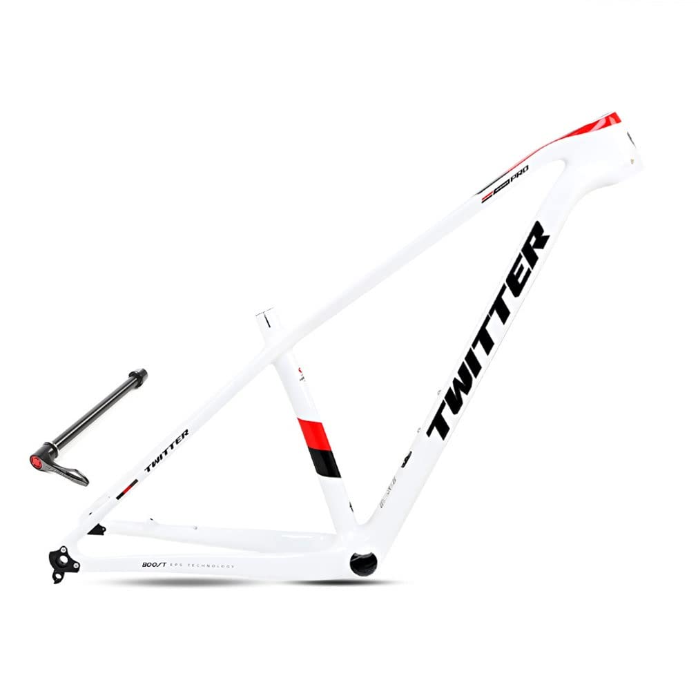 HIMALO Carbon Hardtail Mountain Bike Frame 27.5er 29er Disc Brake Bike Frame 15''/17''/19'' XC Internal Routing Frame Thru Axle 12 * 148mm Boost(White,19'')