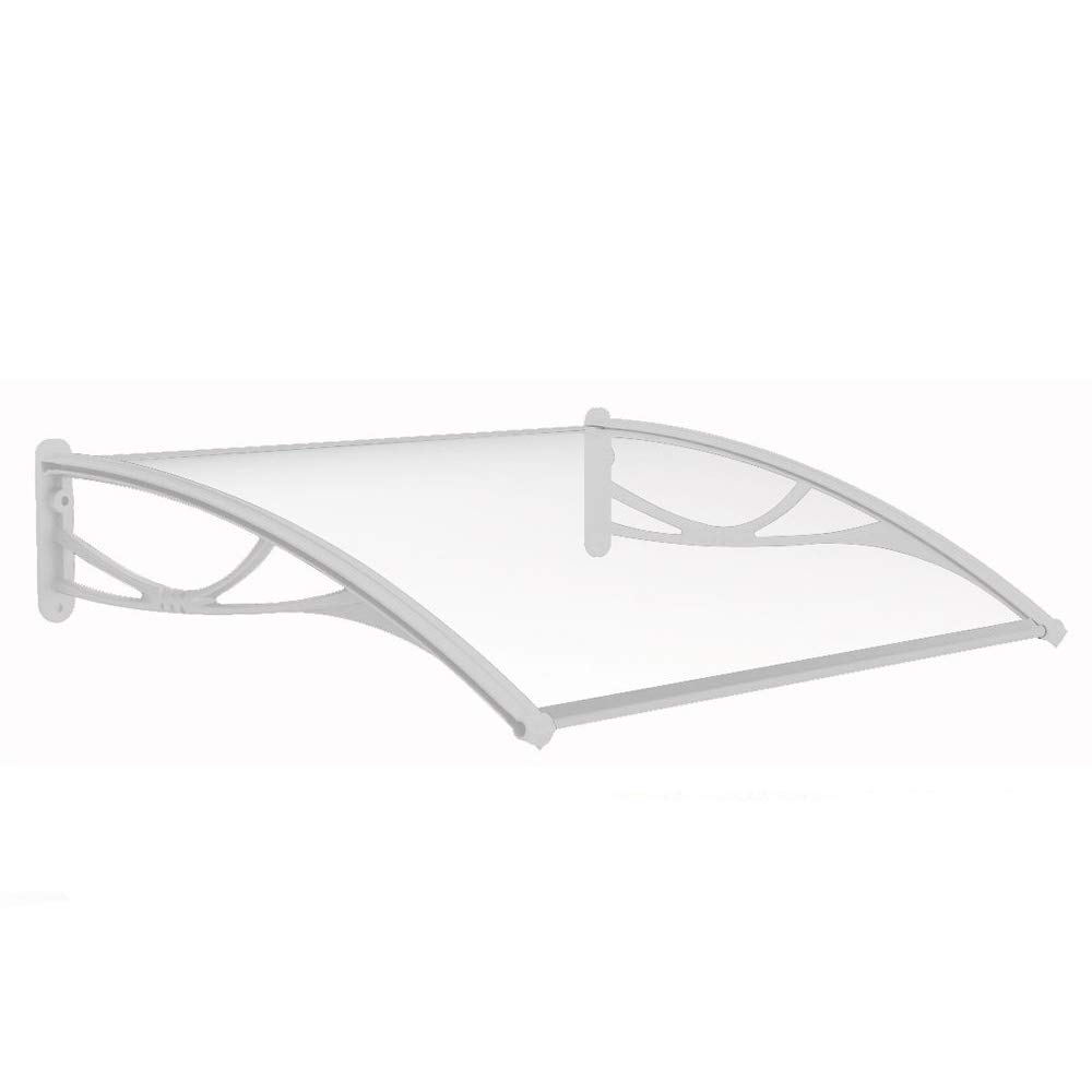 Photo 1 of ADVANING DA4731-PWS1N PN Series, Crystal Polycarbonate Door/Window Awning Ideal for Rain, Snow and UV Protection, 47"W x 31"D, Clear/White Brackets 47"W x 31"D PN Series Clear / White Brackets