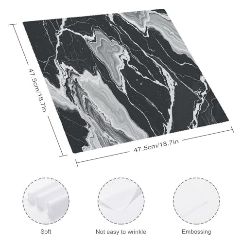 Servilletas de tela con textura mármol blanco y negro 4 unidades miniatura 2