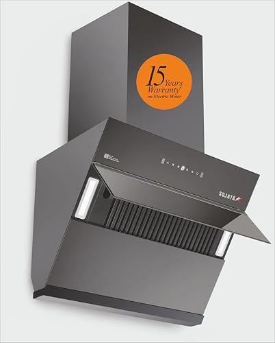 Image of Sujata 1650 m /hr Chimney for Kitchen 60cm | 15 Yrs Warranty on BLDC Motor & 5 Yrs on Product | Filterless Autoclean Kitchen Chimney for Home, 9 Speed Motion Sensor, Low Noise Level (Diamond Black)