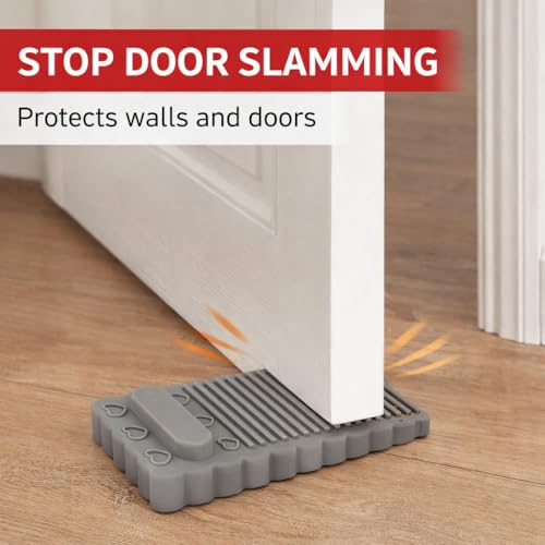 Image of Door Stopper 3pcs Stackable Door Stoppers for Bottom of Door Stoper Bedroom Door Stopper Rubber for Bathroom Home Office Warehouses Classrooms (Grey)