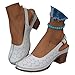 Imagen de Sandalias Tacón Grueso Mujer Fiesta Hebilla Sandalias Tacon Ancho y Bajo Verano Cerradas Medio Ligero Sandalia Vestir Antideslizantes Elegante Plataforma Zapatos Casual Comodas Punta Playa Casa
