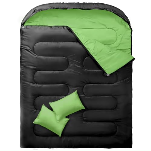 MEREZA Double Sleeping Bag for Camping Adults with Draft Collar