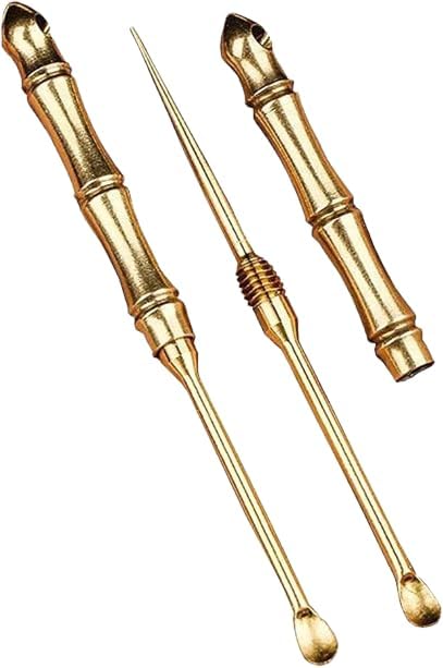 2-in-1 Ear Spoon & Toothpick Tool | Folding Brass Ear Wax Remover with Keychain | Reusable Copper Ear Cleaner & Toothpick for Travel, Camping & Daily Use (PACK OF 4)-image-29