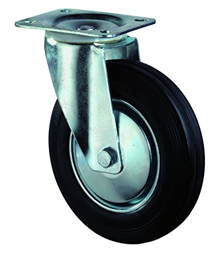 Produktbild BS Rollen Lenkrolle 125 mm mit Rollenlager Stahlblech verzinkt mit Gummirad - L400.B55.126