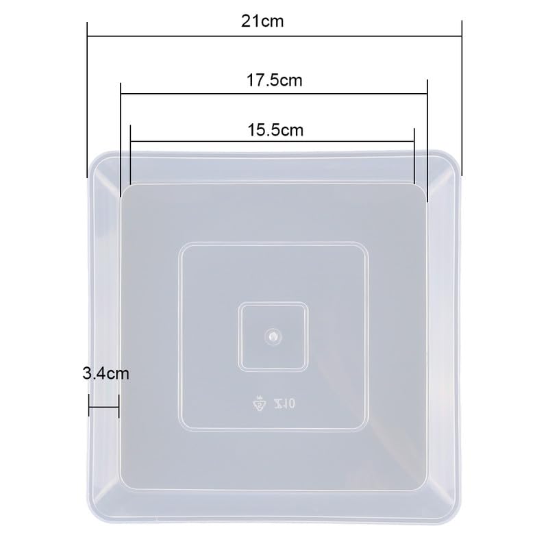 Globellapro 4 Pieces Square Plant Saucers For Pots 21CM Clear Flower Pot Saucers Drip Trays for Garden/Balcony/Indoor Outdoor - Image 2