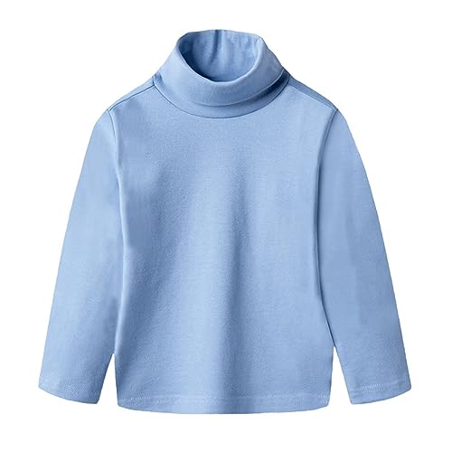 Girls Turtleneck Long Sleeve Shirt, Cotton Solid Pullover Turtle Neck Top, Base Layer Tees 1 to 8 Years